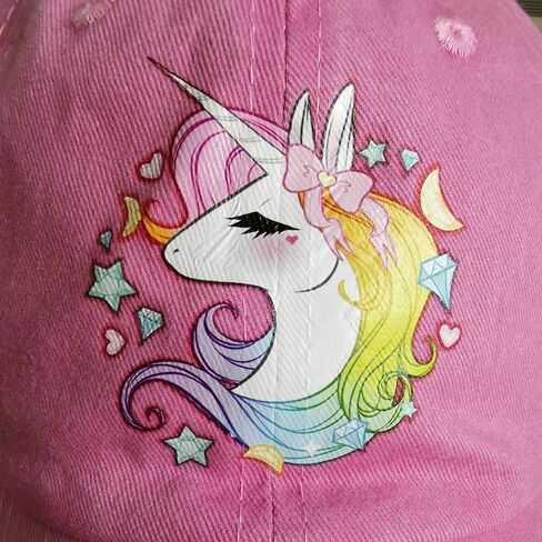 Waldeal Girls' Adjustable Cute Unicorn Ponytail Cap, High Buns Baseball Dad Hat for 3-12 Years in Saudi Arabia
