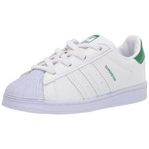 حذاء رياضي Adidas Originals للأطفال Superstar، أبيض/أبيض/أخضر، 8.5 US للأطفال الصغار in Kuwait