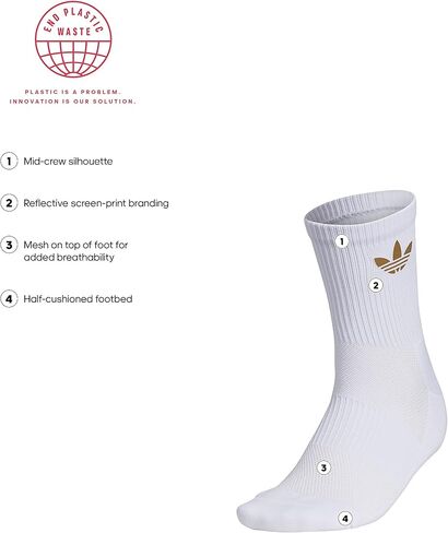 جوارب نسائية من adidas Originals بلون عاكس للضوء بشعار متوسط (زوج واحد) جوارب متوسطة الرقبة (حزمة من 1) in Kuwait