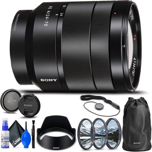 Sony Vario-Tessar T* FE 24-70mm f/4 ZA OSS Lens (SEL2470Z) + Filter Kit + Lens Cap Keeper + Cleaning Kit + More (Renewed) in Saudi Arabia