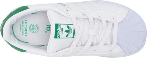 حذاء رياضي Adidas Originals للأطفال Superstar، أبيض/أبيض/أخضر، 8.5 US للأطفال الصغار in Kuwait