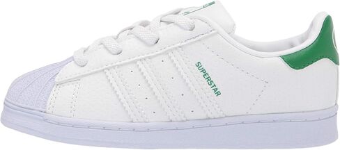 حذاء رياضي Adidas Originals للأطفال Superstar، أبيض/أبيض/أخضر، 8.5 US للأطفال الصغار in Kuwait