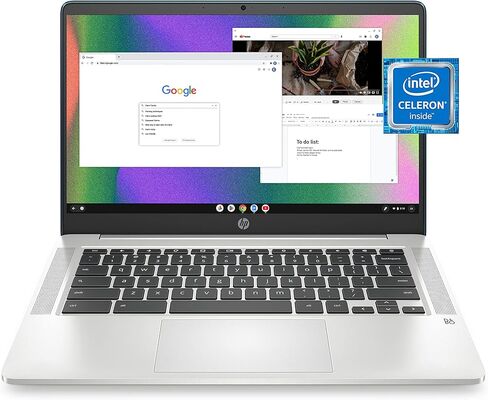 كمبيوتر محمول HP Chromebook 14، Intel Celeron N4120، ذاكرة وصول عشوائي 4 جيجابايت، eMMC سعة 64 جيجابايت، شاشة لمس عالية الدقة 14 بوصة، نظام تشغيل Chrome، رفيع ومحمول، رسومات 4K، عمر بطارية طويل، لوحة مفاتيح رمادية رمادية (14a-na0220nr، 2022، Forest Teal) in Kuwait