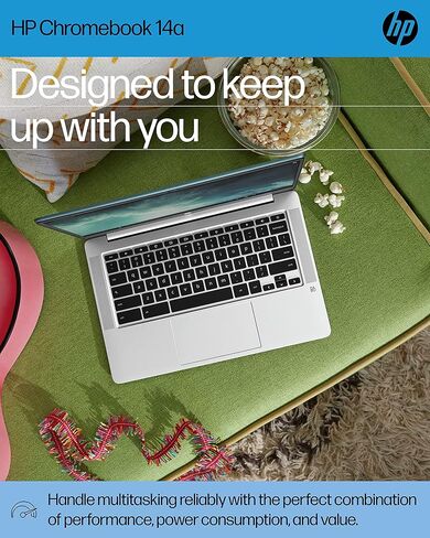 كمبيوتر محمول HP Chromebook 14، Intel Celeron N4120، ذاكرة وصول عشوائي 4 جيجابايت، eMMC سعة 64 جيجابايت، شاشة لمس عالية الدقة 14 بوصة، نظام تشغيل Chrome، رفيع ومحمول، رسومات 4K، عمر بطارية طويل، لوحة مفاتيح رمادية رمادية (14a-na0220nr، 2022، Forest Teal) in Kuwait