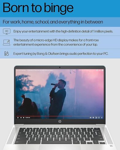 كمبيوتر محمول HP Chromebook 14، Intel Celeron N4120، ذاكرة وصول عشوائي 4 جيجابايت، eMMC سعة 64 جيجابايت، شاشة لمس عالية الدقة 14 بوصة، نظام تشغيل Chrome، رفيع ومحمول، رسومات 4K، عمر بطارية طويل، لوحة مفاتيح رمادية رمادية (14a-na0220nr، 2022، Forest Teal) in Kuwait