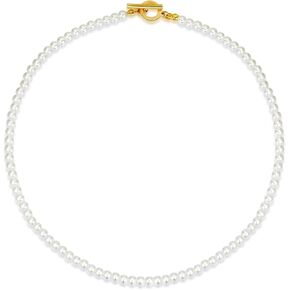 Luxval Pearl Necklaces Choker for Women,Cream White Pearl Jewelry, 14K Gold Plated Handmade Dainty Toggle Clasp Necklace for Women Jewelry Gifts in Saudi Arabia