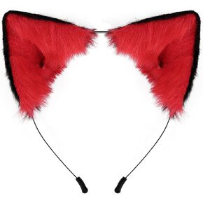 Handmade Fox Wolf Cat Ears Headwear Costume Accessories for Halloween Christmas Cosplay Party (Black) in Saudi Arabia