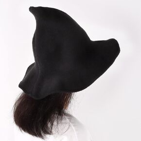 MAITING Halloween Witch Hat المرأة الساحرة قبعات الصوف القبعات الصوف واسعة حافة مستدقة قبعة محبوكة الحزب واليومي، أسود مدبب معالج قبعة زي التبعي (أسود) in Kuwait