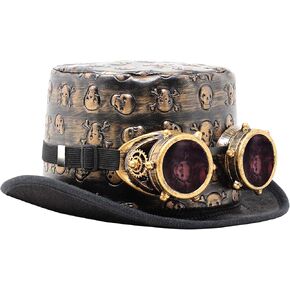 Spooktacular Creations Victorian Steampunk Top Hat w/Classic Goggles Vintage Accessories Set for Adult Halloween Dress Up in Kuwait
