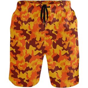 Boccsty Men's Swim Trunks Green Alien Pattern Summer Beach Shorts Quick Dry Bathing Suits