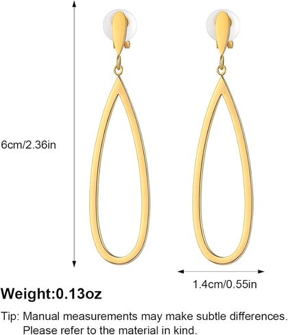 Metal Geometric Clip On Drop Earrings for Women Gold Black Silver Non Piercing Dangle Earrings Rectangle Triangle Bar Circle Waterdrop Ellipse Clip Earrings in Saudi Arabia