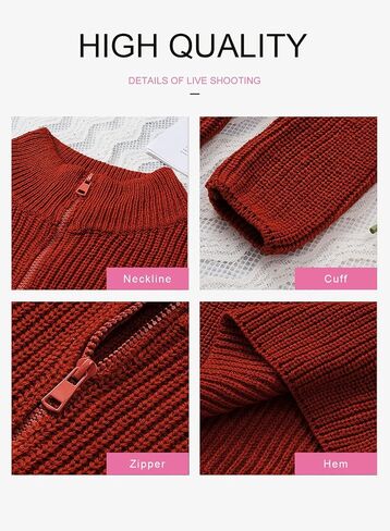 EVALESS Sweaters for Women Waffle Kint Long Sleeve 1/4 Zip Pullover Polo V Neck Sweater for Women in Kuwait