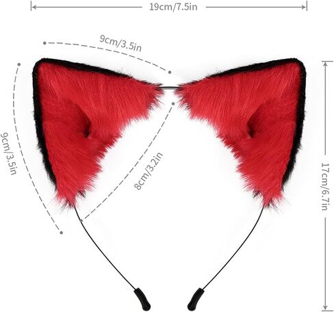 Handmade Fox Wolf Cat Ears Headwear Costume Accessories for Halloween Christmas Cosplay Party (Black) in Kuwait