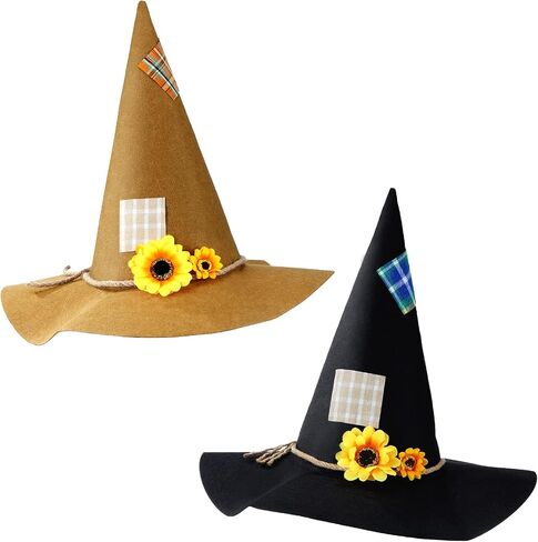 2 Pieces Scarecrow Hat Felt Scarecrow Hat Scarecrow Costume Accessory for Halloween Costume Party Cosplay Party(Yellow, Black) in Saudi Arabia