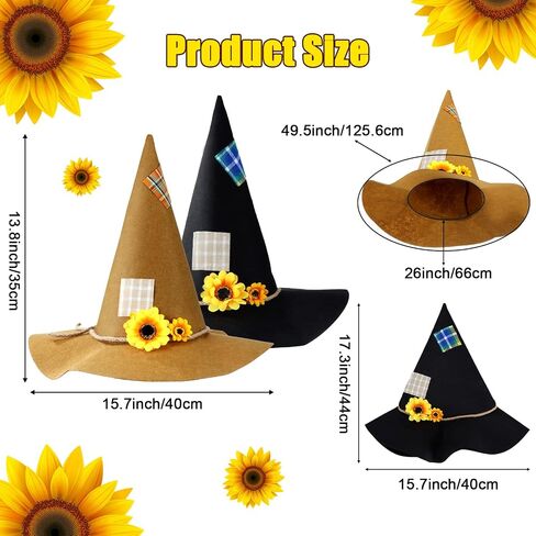 2 Pieces Scarecrow Hat Felt Scarecrow Hat Scarecrow Costume Accessory for Halloween Costume Party Cosplay Party(Yellow, Black) in Saudi Arabia