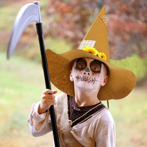 2 Pieces Scarecrow Hat Felt Scarecrow Hat Scarecrow Costume Accessory for Halloween Costume Party Cosplay Party(Yellow, Black) in Saudi Arabia