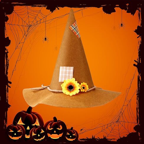 2 Pieces Scarecrow Hat Felt Scarecrow Hat Scarecrow Costume Accessory for Halloween Costume Party Cosplay Party(Yellow, Black) in Saudi Arabia