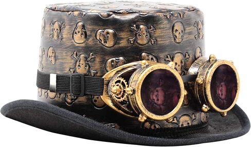 Spooktacular Creations Victorian Steampunk Top Hat w/Classic Goggles Vintage Accessories Set for Adult Halloween Dress Up in Kuwait