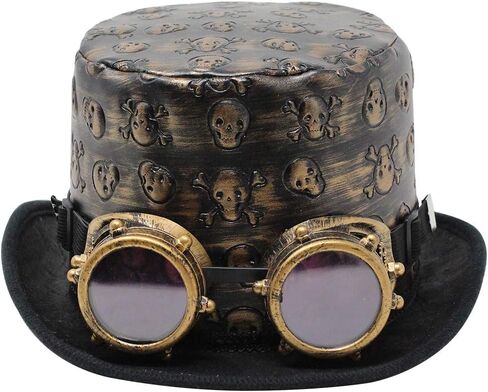 Spooktacular Creations Victorian Steampunk Top Hat w/Classic Goggles Vintage Accessories Set for Adult Halloween Dress Up in Kuwait