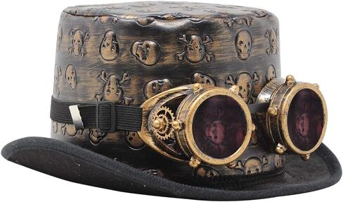 Spooktacular Creations Victorian Steampunk Top Hat w/Classic Goggles Vintage Accessories Set for Adult Halloween Dress Up in Kuwait