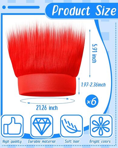 6 قطع من عصابة الرأس المشعرة وعصابة الرأس وإكسسوارات الشعر المستعار المجنون وديكورات الرأس للأطفال البالغين والنساء والرجال زي الحفلات (أحمر أبيض أزرق) in Kuwait