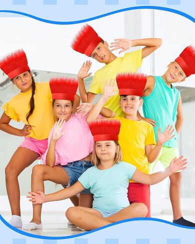 6 قطع من عصابة الرأس المشعرة وعصابة الرأس وإكسسوارات الشعر المستعار المجنون وديكورات الرأس للأطفال البالغين والنساء والرجال زي الحفلات (أحمر أبيض أزرق) in Kuwait