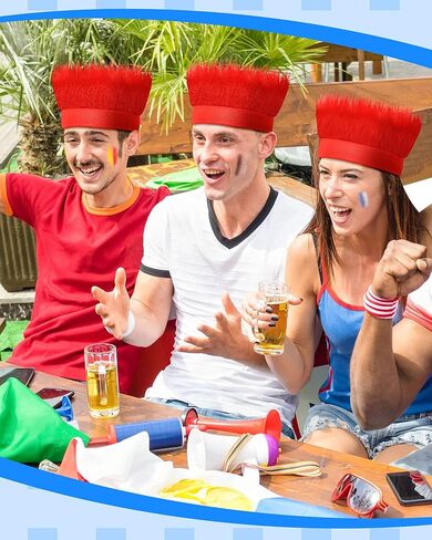 6 قطع من عصابة الرأس المشعرة وعصابة الرأس وإكسسوارات الشعر المستعار المجنون وديكورات الرأس للأطفال البالغين والنساء والرجال زي الحفلات (أحمر أبيض أزرق) in Kuwait