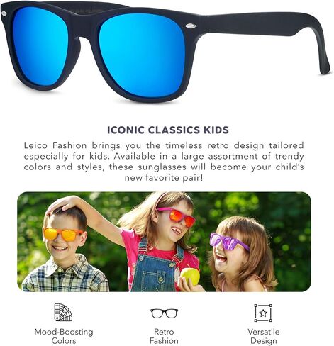 LEICO FASHION Kids Polarized Retro Sunglasses for Boys Girls Age 3-12 Shatterproof UV Protection Toddler Children Sun Glasses in Saudi Arabia