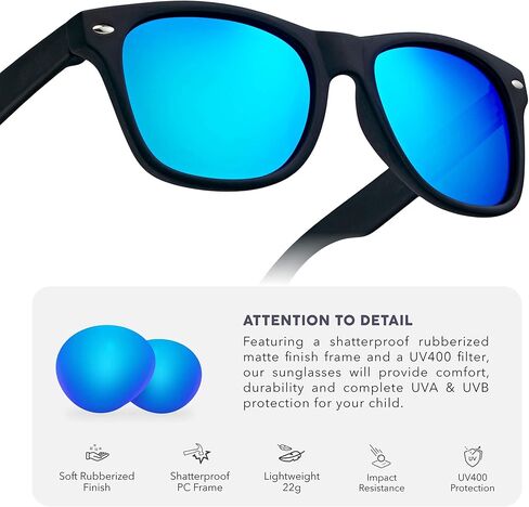 LEICO FASHION Kids Polarized Retro Sunglasses for Boys Girls Age 3-12 Shatterproof UV Protection Toddler Children Sun Glasses in Saudi Arabia