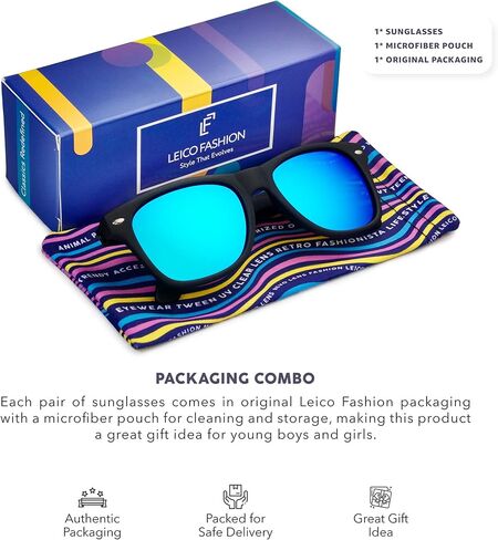 LEICO FASHION Kids Polarized Retro Sunglasses for Boys Girls Age 3-12 Shatterproof UV Protection Toddler Children Sun Glasses in Saudi Arabia