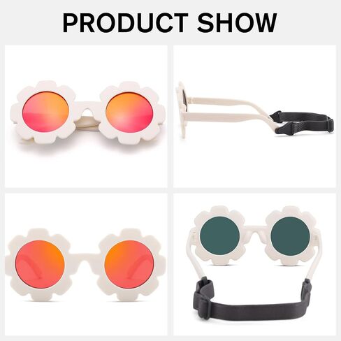 Melpomenia Flexible Bendable Baby Polarized Flower Sunglasses with Strap for Newborn Infant Boys Girls Age 0-24 Months in Kuwait