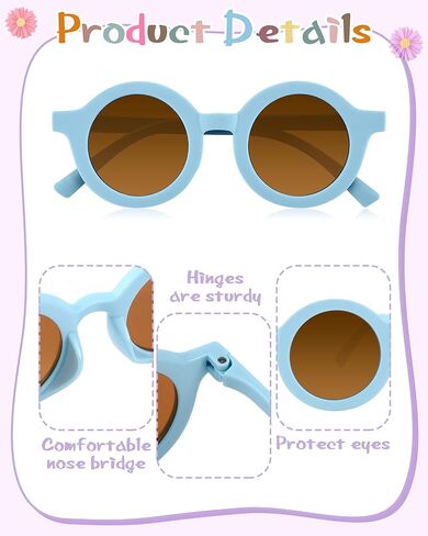 Kanayu 24 Pairs Kids Flower Sunglasses Set, Include 24 Round Girls Sunglasses Bulk Boho Colorful Eyewear 200 Random Resin Letter Beads 100 Daisy Charm 2 Glue for DIY Groovy Party Favors Gifts in Kuwait