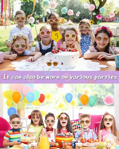 Kanayu 24 Pairs Kids Flower Sunglasses Set, Include 24 Round Girls Sunglasses Bulk Boho Colorful Eyewear 200 Random Resin Letter Beads 100 Daisy Charm 2 Glue for DIY Groovy Party Favors Gifts in Kuwait