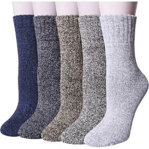 5 Pairs Womens Wool Socks Thick Knit Warm Winter Socks for Women Cozy Comfy Socks
