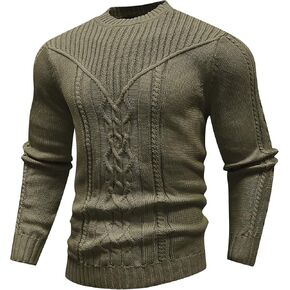 SAVKOOV Men's Pullover Long Sleeve Crewneck Knitted Sweater
