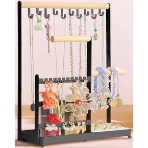 Jewelry Organizer, Jewelry Holder Organizer w/36 Earring Organizer and 10 Necklace Holder, Velvet Ring Holder & Jewelry Dish,Jewelry Display Stand for Room Decor,Unique Birthday Gifts for Wife