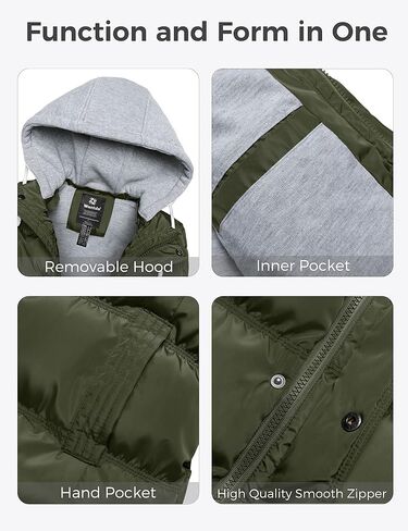 Wantdo Women's Quilted Puffer Vest Thicken Warm Winter Coat with Removable Hood in Kuwait