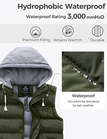 Wantdo Women's Quilted Puffer Vest Thicken Warm Winter Coat with Removable Hood in Kuwait