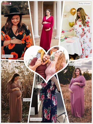فستان الحمل Xpenyo مقاس كبير، فساتين طويلة للرضاعة لالتقاط الصور لحفلة استقبال المولود الجديد in Kuwait