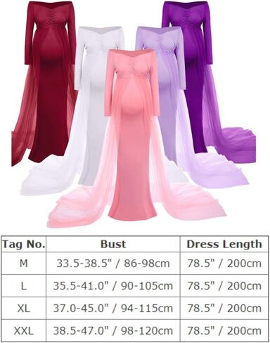 Women's Long Sleeve Off Shoulder Maternity Maxi Photography Dress Tulle Wedding Mermaid Gown for Photoshoot Baby Shower in Saudi Arabia