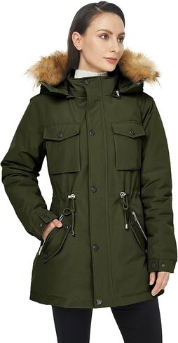 WenVen Women's Winter Waterproof Warm Parka Jacket with Detachable Fur Hood in Kuwait