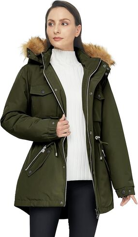 WenVen Women's Winter Waterproof Warm Parka Jacket with Detachable Fur Hood in Kuwait