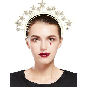 عصابة رأس على شكل تاج من Coucoland Star Halo - غطاء رأس على شكل نجوم ذهبية زي الإلهة السماوية تاج الرأس