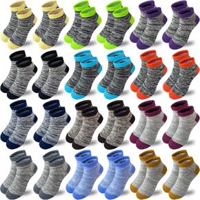 Boy Socks 24 Pairs Half Cushioned Low Cut Socks Ankle Athletic Cotton Socks For Little Big Kids