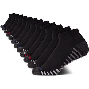 Reebok Boy's Cushioned Comfort Quarter Basic Socks With Reinforced Heel And Toe (12 Pack)