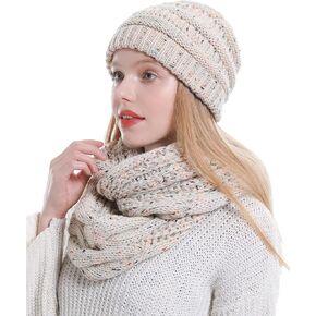 Womens Scarf Beanie Hat Set Thick Winter Infinity Scarf Knit Scarfs for Women in Saudi Arabia