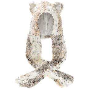 SATINIOR White Animal Hood Winter Warm Plush Faux Fur Animal Hat Scarf Mitten in Saudi Arabia