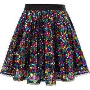 GRACE KARIN Girls Sequin Skirt Elastic Waist Sparkle Pleated Skirt for Party 5-12Y in Saudi Arabia