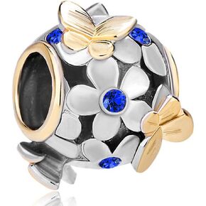 CharmSStory New Butterfly Clear Simulated Birthstone Synthetic Crystal Charm Beads For Charms Bracelet
