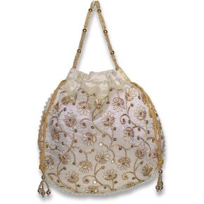 Embroidered Indian Ethnic Potli Bag for Women. Traditional, Handmade, Perfect for Weddings and Other Special Occasions in Saudi Arabia